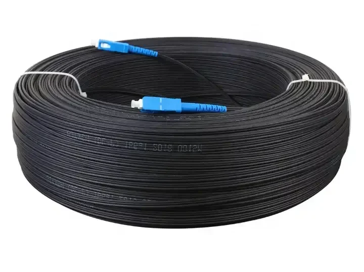 OPTICTIMES 100M 200M OUTDOOR PRE CONNECTED SC APC UPC  SM G657A 1 CORE FLAT DROP CABLE FIBER OPTIC FTTH DROP PATCH CORD