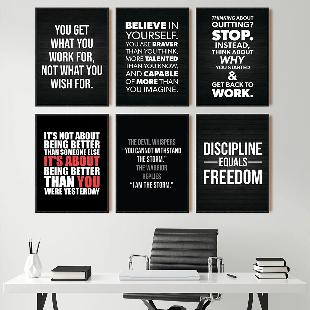 Office Decor Exercise Motivational Quote Minimalist Wall Art Print Canvas Painting Posters for Living Room Modern Home Decor