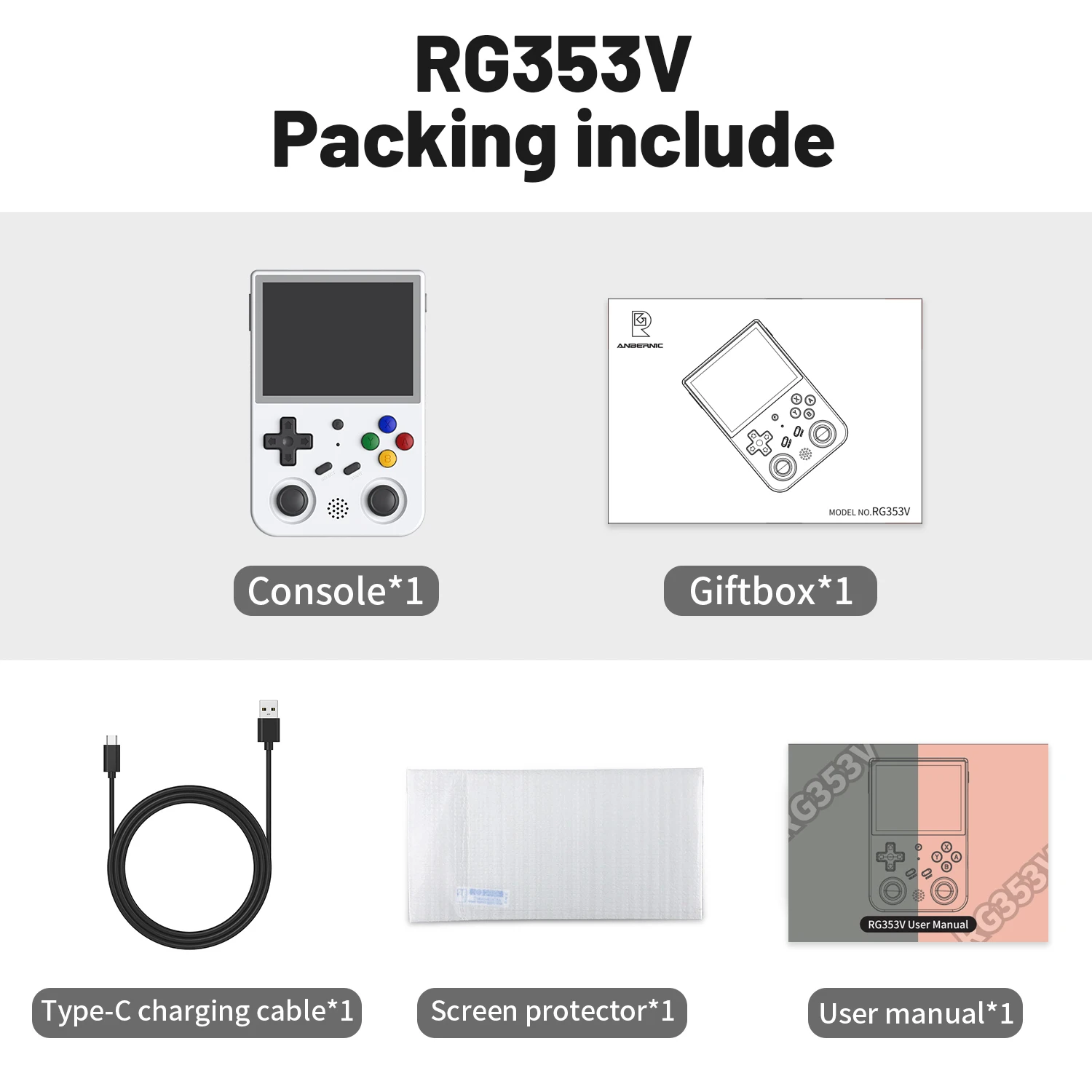 Anbernic RG353V RG353VS Handheld Gam Console 3.5'' IPS Scherm Android Linux OS Ingebouwde Retro Emulator Speler Geschenken HDMI-uitgang