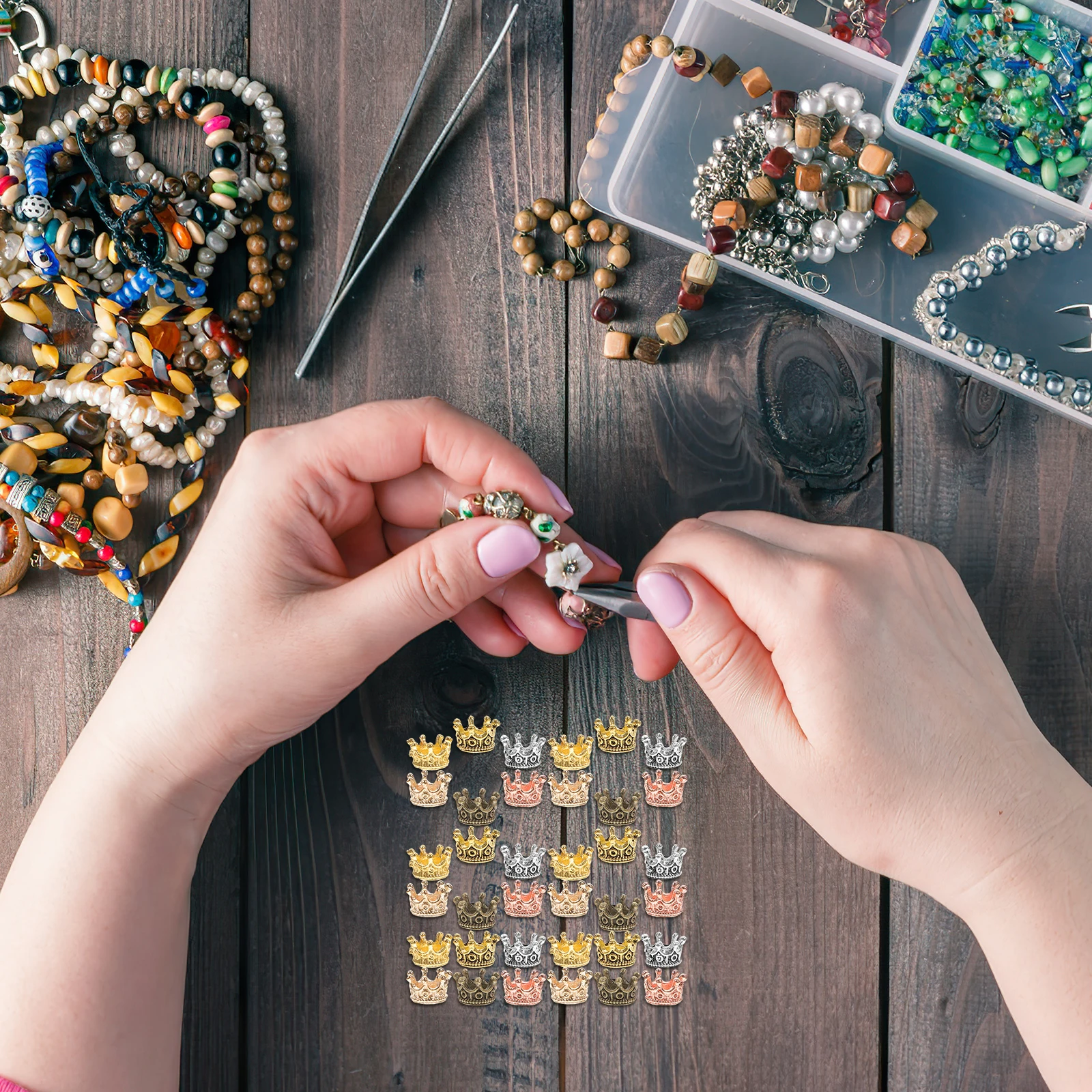 

60Pcs Alloy Crown Shape Charms Durable Colorful Pendants DIY Necklace Earrings Jewelry Making Supplies Crown-Shape Charms