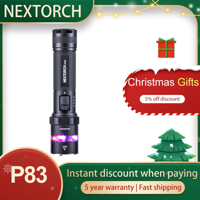 Nextorch High Power LED Flashlight, Powerful Military Tactical Light, 1300 Lumens Rechargeable LED Torch Light P83