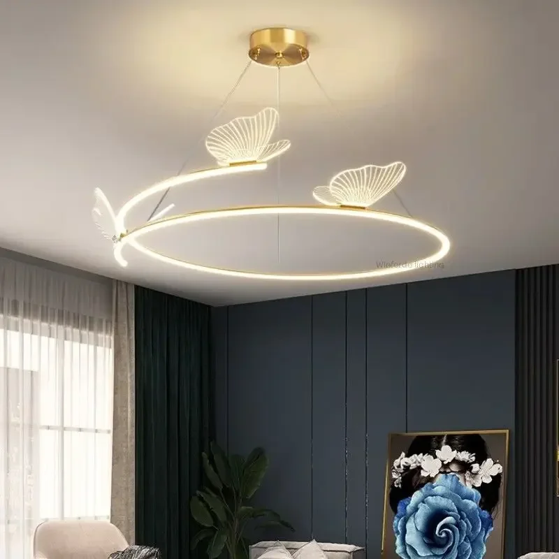 Imagem -03 - Lustre de Borboleta Moderno e Simples com Linha Led Luz Redonda Criativo e Elegante Decoração de Sala de Jantar e Estar Quarto e Quarto 2023