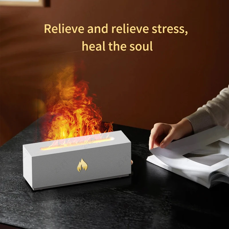 Simulated Flame Strip Aromatherapy Machine Desktop Colorful Atmosphere Lamp Light Sound Humidification Aromatherapy Machine