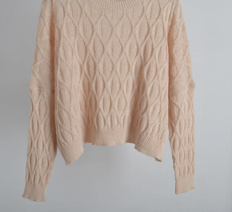 เสื้อถักไหมพรมทรงหลวม สีพื้น สวมใส่สบาย ทรงปกติ สำหรับผู้หญิง เหมาะสำหรับฤดูใบไม้ผลิและฤดูใบไม้ร่วง