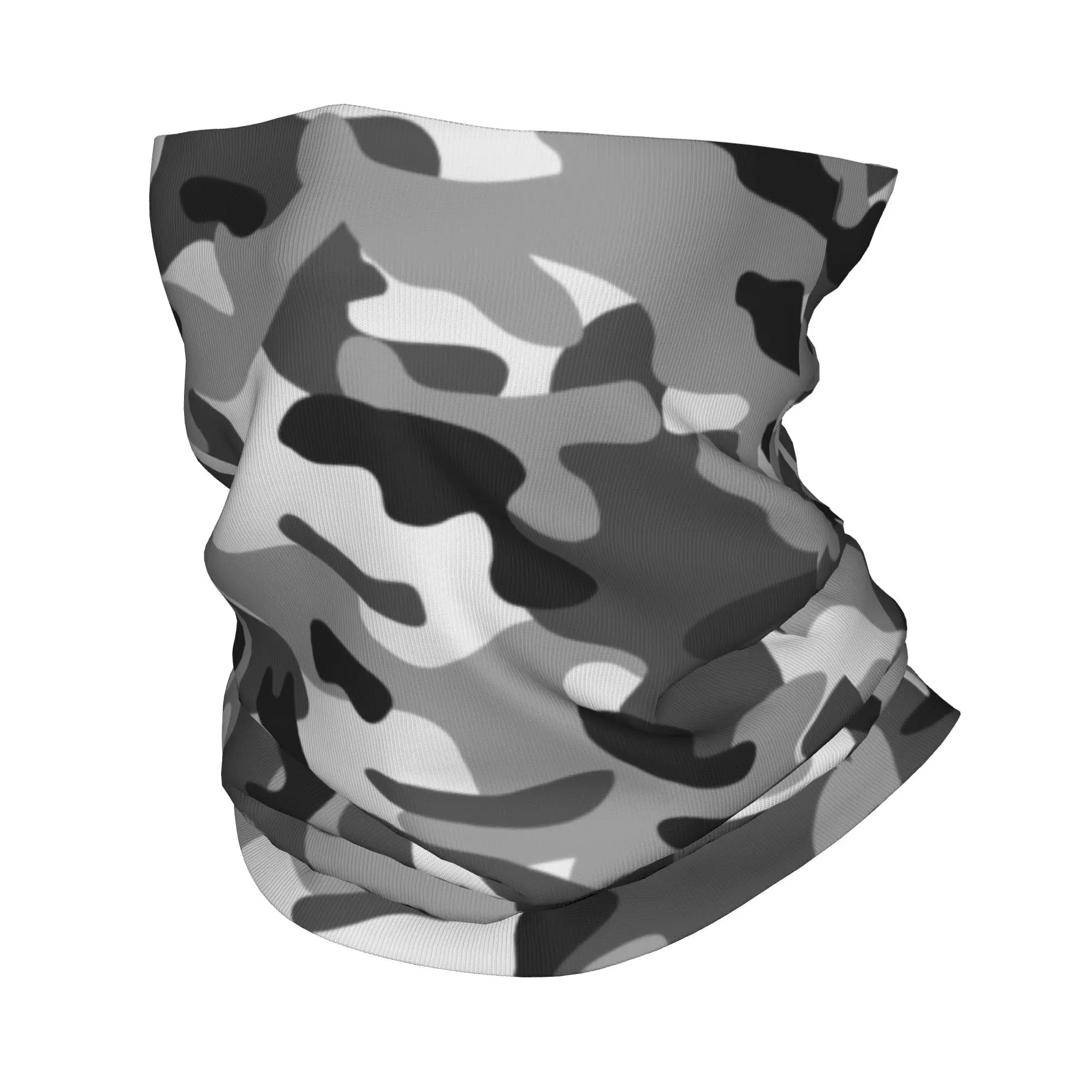 

Custom Grey Camouflage Bandana Winter Neck Warmer Men Windproof Wrap Face Scarf for Ski Military Army Camo Gaiter Headband