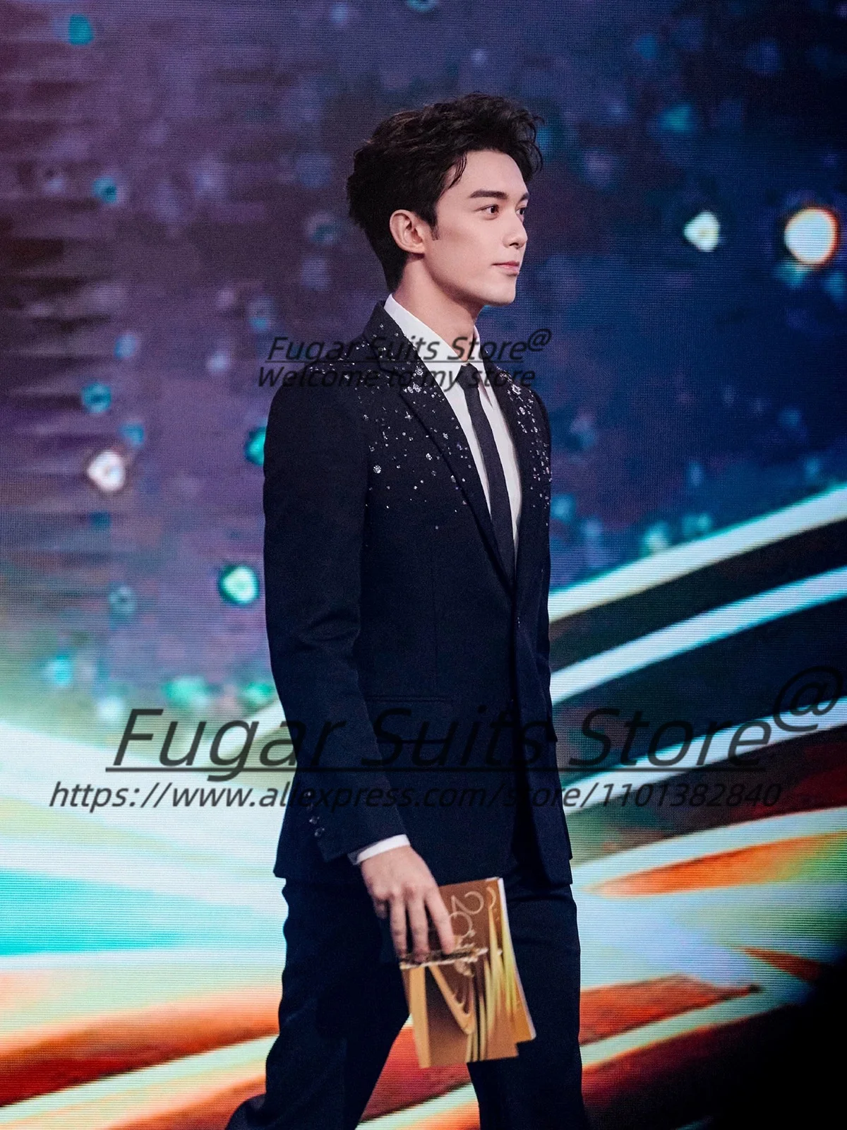 Luksusowe, błyszczące, kryształowo czarne smokingi ślubne dla pana młodego, szyte na miarę, dopasowane, z klapami w szpic, męskie garnitury formalne, zestawy 2-częściowe, męskie marynarki na studniówkę.