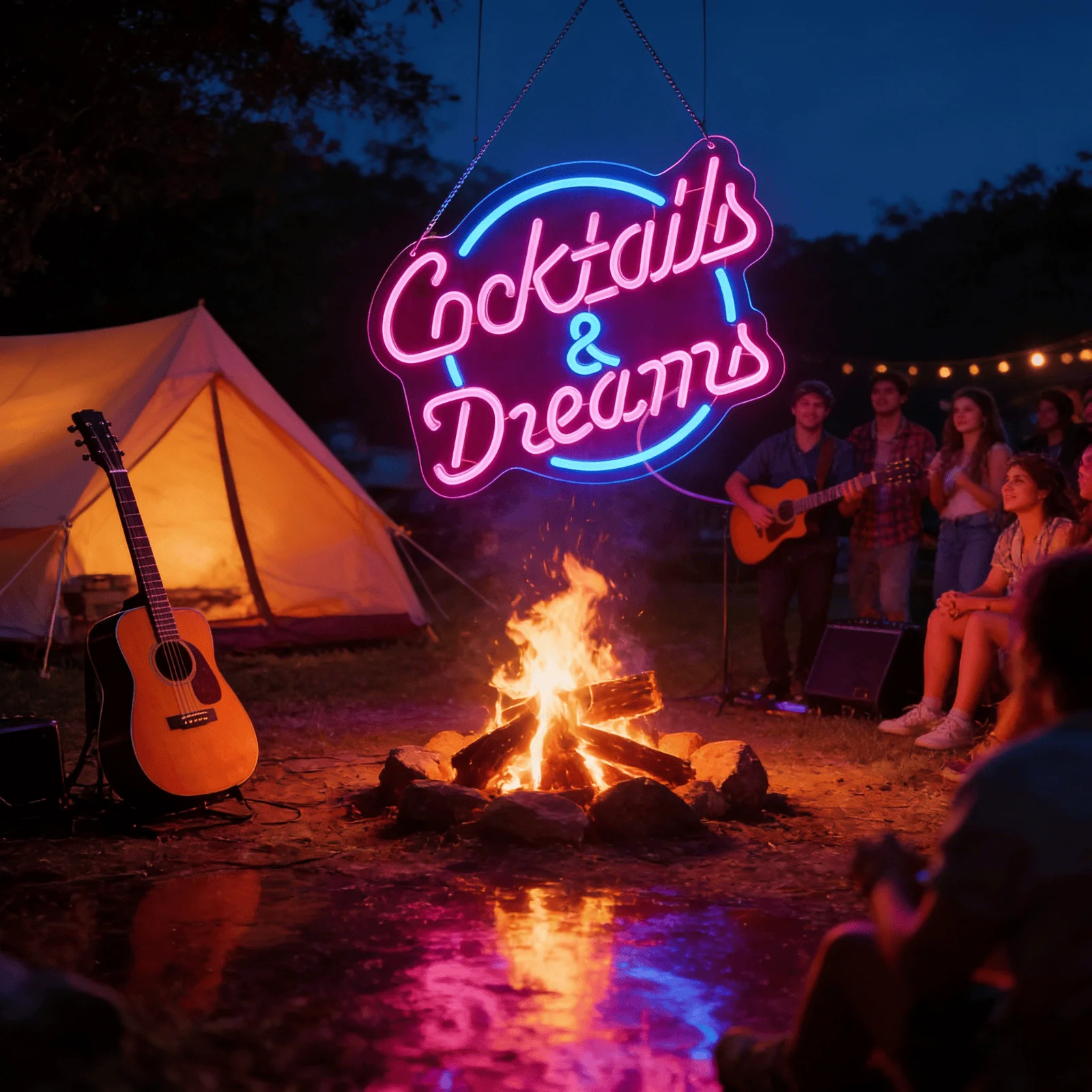 LED Cocktails & Dreams Neon Sign Pink Blue USB Powered Wall Light for Bar Home Bedroom Decor Aesthetic Hanging Lamp view 7