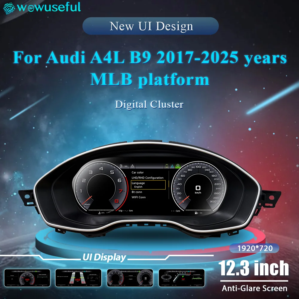 Digitaler Tachometer LCD-Display für AUDI A4L B9 MLB 2017-25, A5 ab 2017, Q5 B9 Armaturenbrett, Virtuelles Cockpit-Instrument