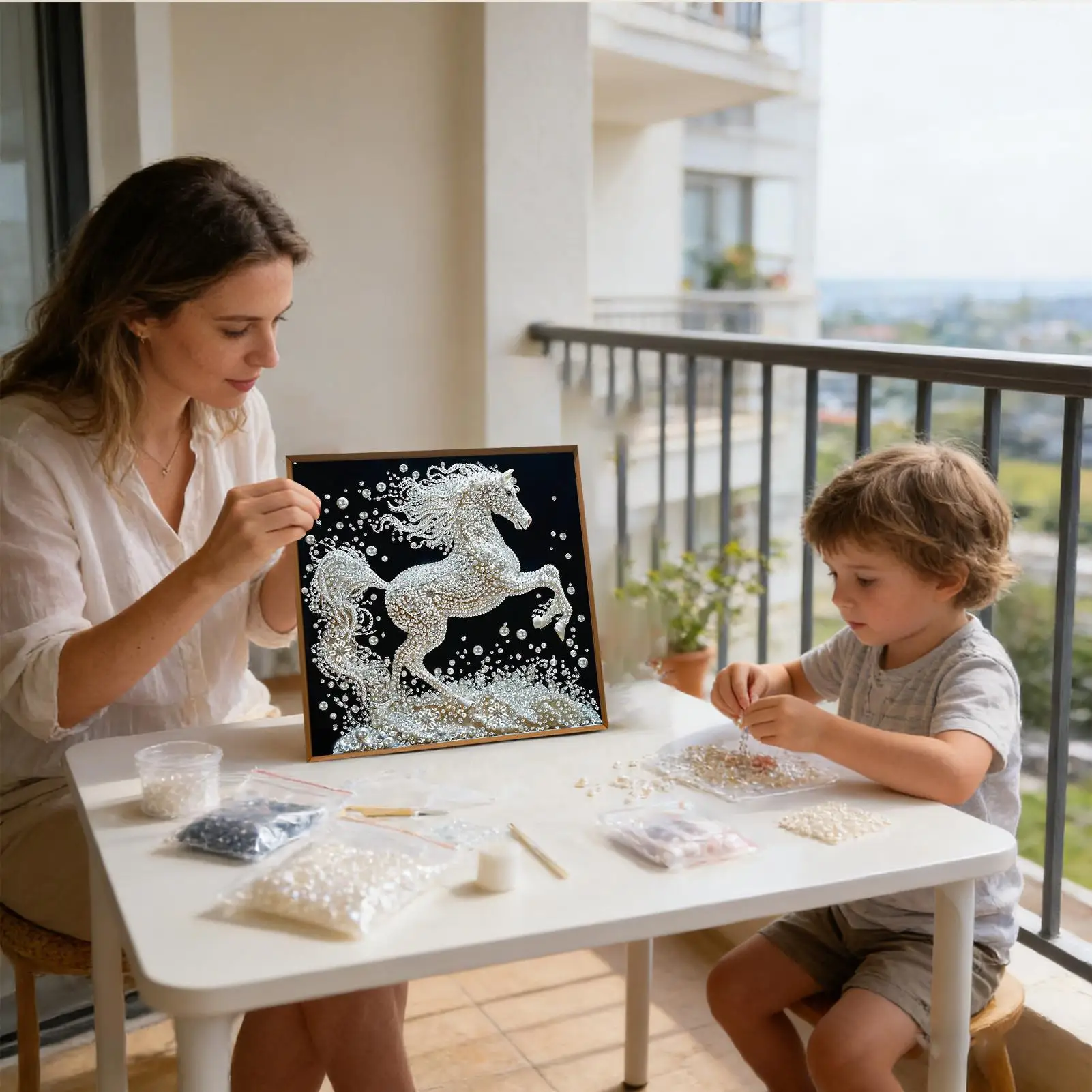 Pearl Painting 30x30cm DIY Pearl Painting Kit Home Wall ornaments Art Crafts Animal Theme for Kids Party Birthday Decor