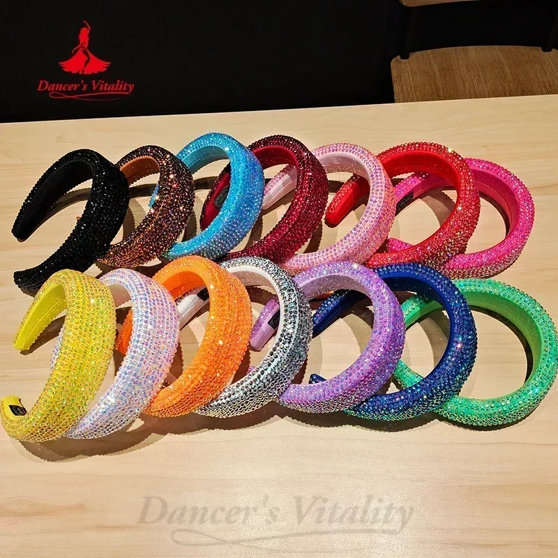 Latin Dance Headwear for Girls Advanced Fashion Wide Edge Hot Diamond Hair Hoop Adult Nightclub Dancing Performance Accessories