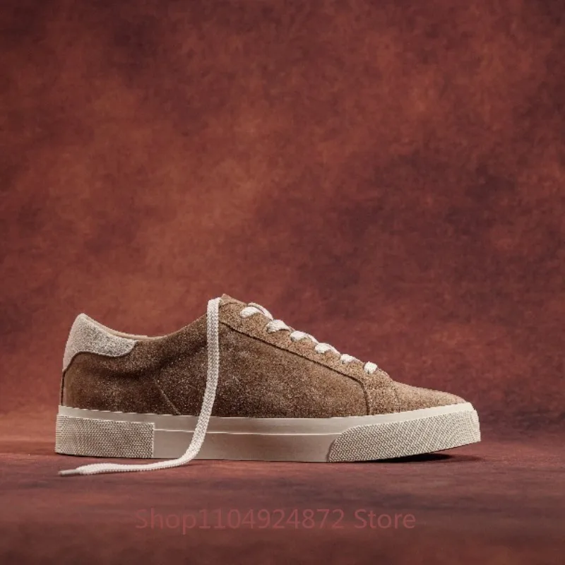 Italian Cow Suede Handmade Men Shoes Soft Sole Retro Casual Sneakers