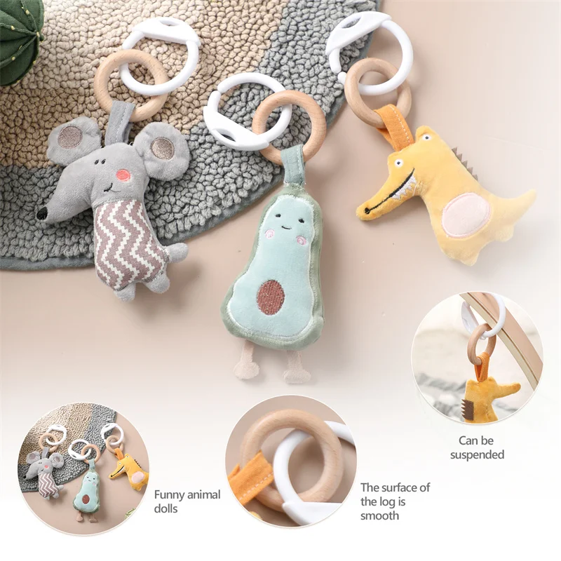 1Set Wooden Baby Gym Bed Bracket Newborn Activity Fitness Stand Plush Toy Stuffed Animals Crib Decoration Accessories Feel Gift