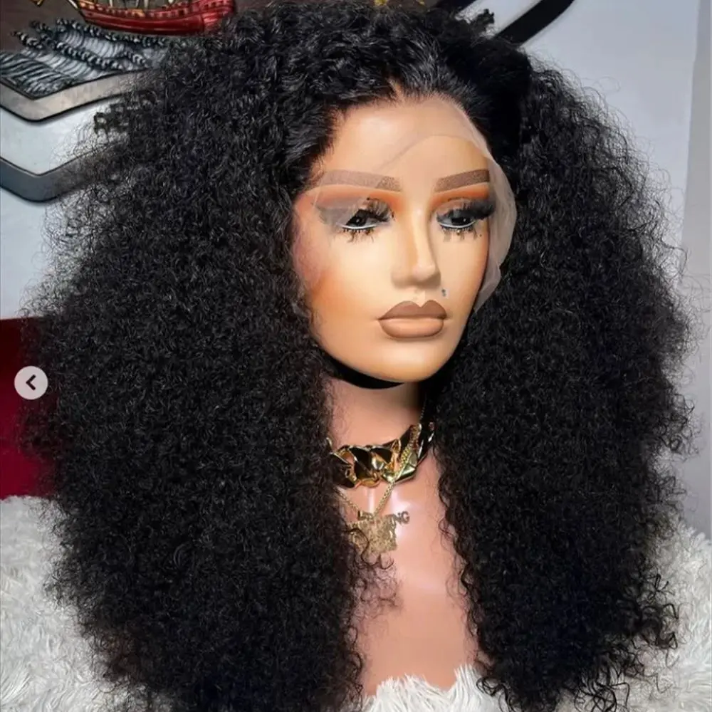 

Мягкий черный длинный 24-дюймовый натуральный волосяной покров 180% плотность бесклеевой странный вьющийся парик спереди для чернокожих женщин детские волосы предварительно выщипанные