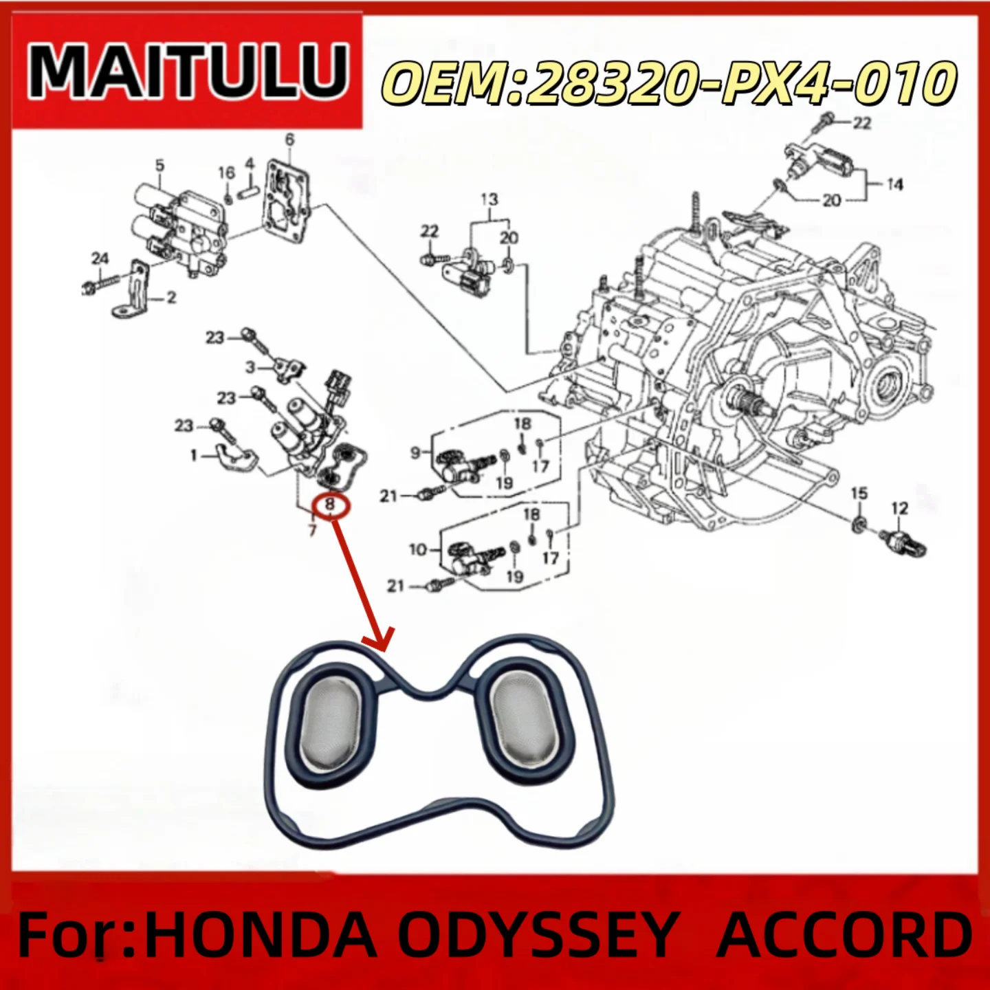 28320-PX4-010 For Honda ODYSSEY ACCORD Solenoid Gasket Spool Valve Filter 28320 PX4 010