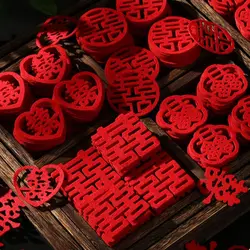 20/150pcs Mini Double Happiness Love Stickers Chinese Traditional Wedding Confetti Banquet Party Marriage Room Decoration