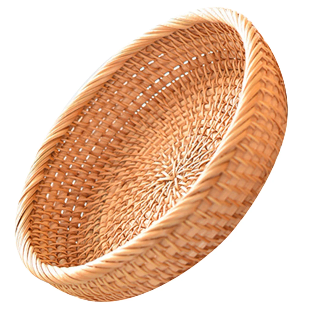 

Rattan Storage Basket Handmade Small Kitchen 20cmx5cm Woven Fruit Vegetable Drainage Bread Serving Wire Garden Veg