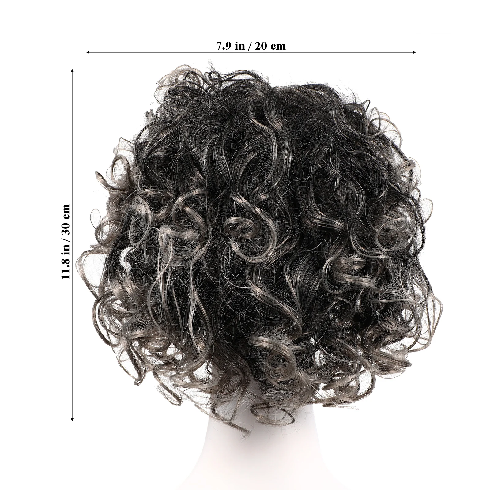 New Chic Afro Curly Women Wigs Natural Hairline Black Silver Gray Mixed Synthetic Hairpiece