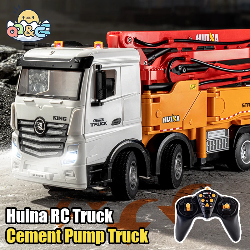 

RC Truck Huina 1:18 11 CH Semi-Alloy Remote Control Cement Pump Car Engineering Vehicle Tractor Trailer Toys for Kids Boys Gifts