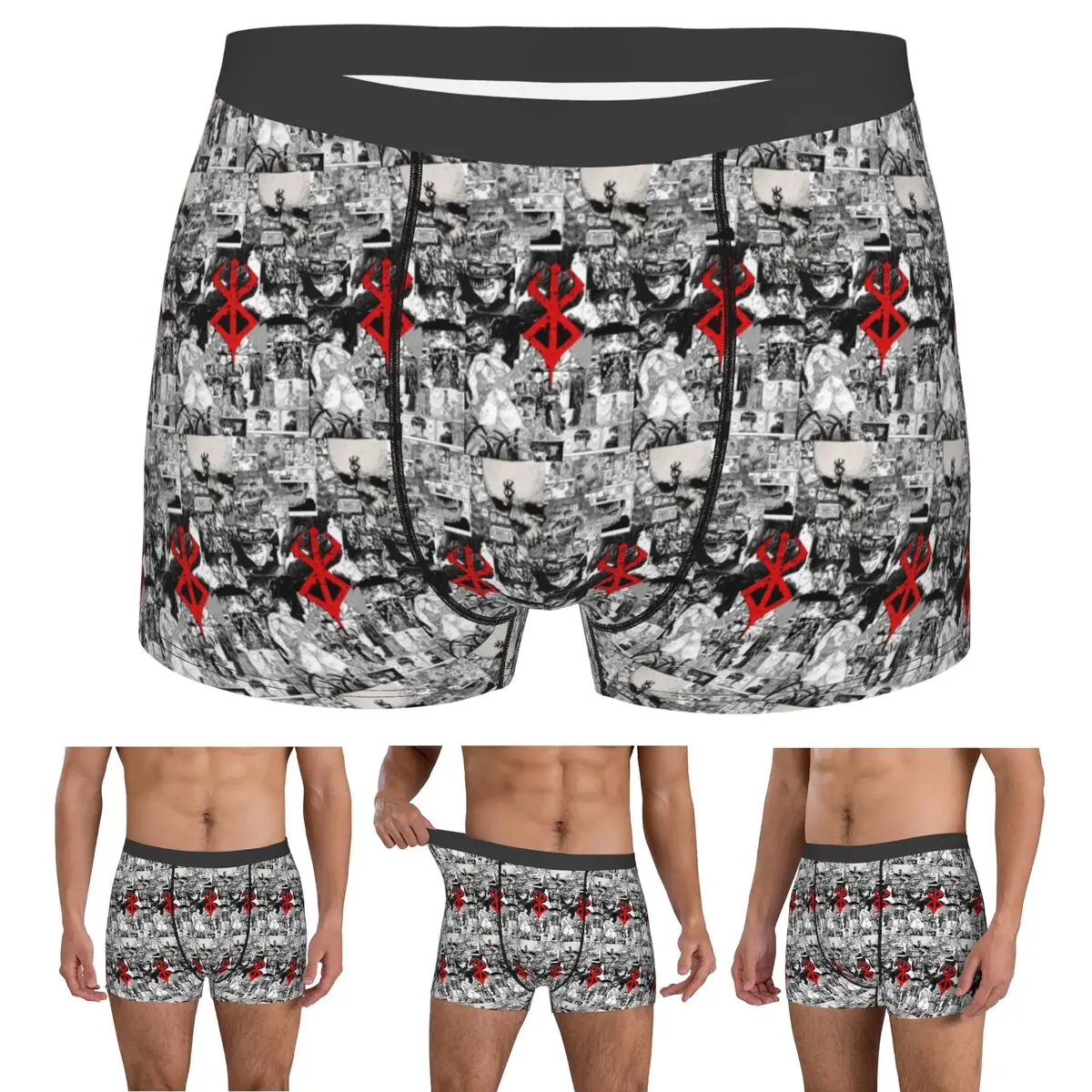 Boxer Underpants Shorts Japan Anime Berserk Swordsman Manga Guts Panties Men's Ventilate Underwear for Homme Man Boyfriend Gift