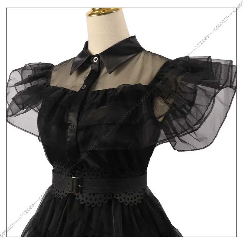 Movie Wednesday Cosplay Dresses Wednesday Addams Cosplay Costume Gothic Style Adult Dress Halloween Party Costumes