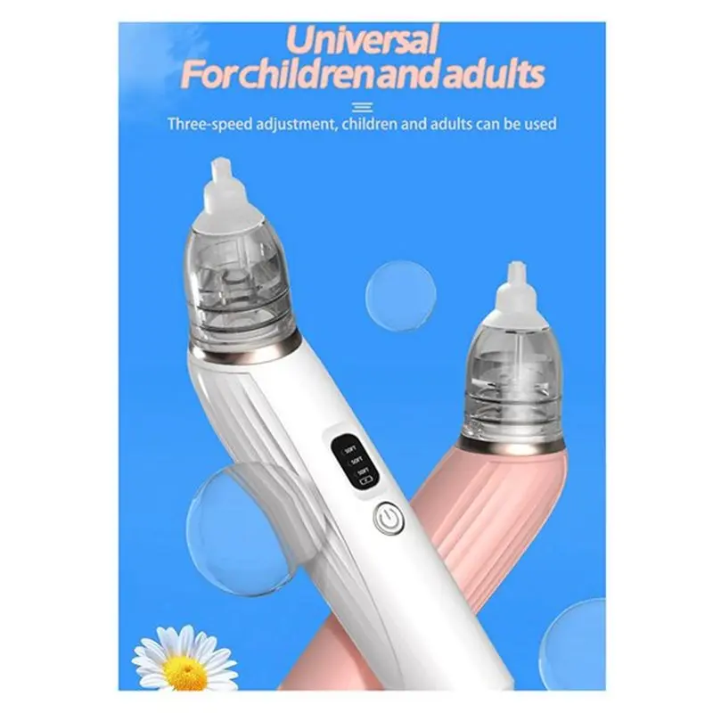 BEDW-Nose Suction Device Baby Electric Nasal Aspirator Food Grade Silicone Tips 3 Suction Modes Nose Cleaner A