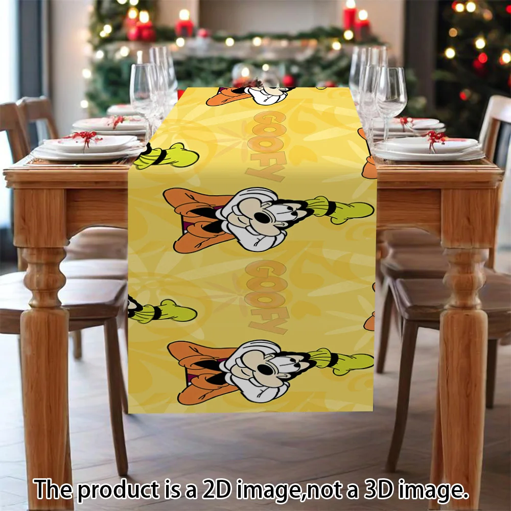 1 Piece Disney Goofy Table Runner - with Goofy Expressions, Yellow Background, Suitable for Restaurants, Home, Dinner Parties, Pastoral Style Decoration, Autumn Parties