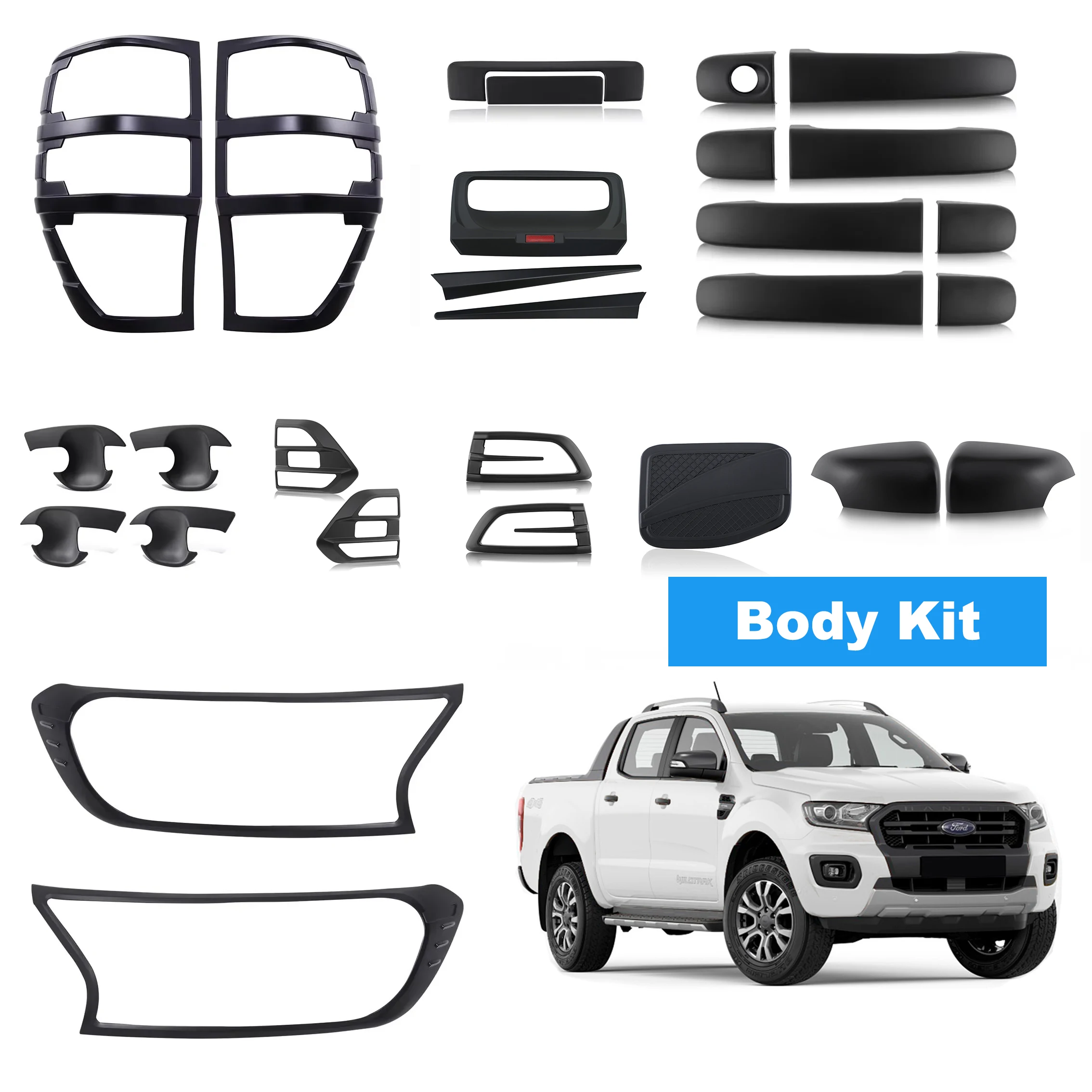 

HeadLight Covers Side Vent Guard Trim Tail Lights Cover For Ford Ranger 2015-2022 Wildtrak XLT XLS XL Door Handle Insert Bowl