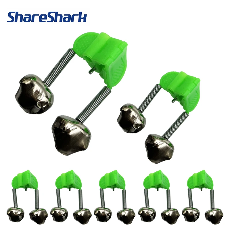 

ShareShark 5 шт./пакет, сигнализаторы поклевки, удочка, колокольчик, зажим для удочки, наконечник, зажим для колокольчиков, кольцо, зеленый АБС-пластик, аксессуары для рыбалки