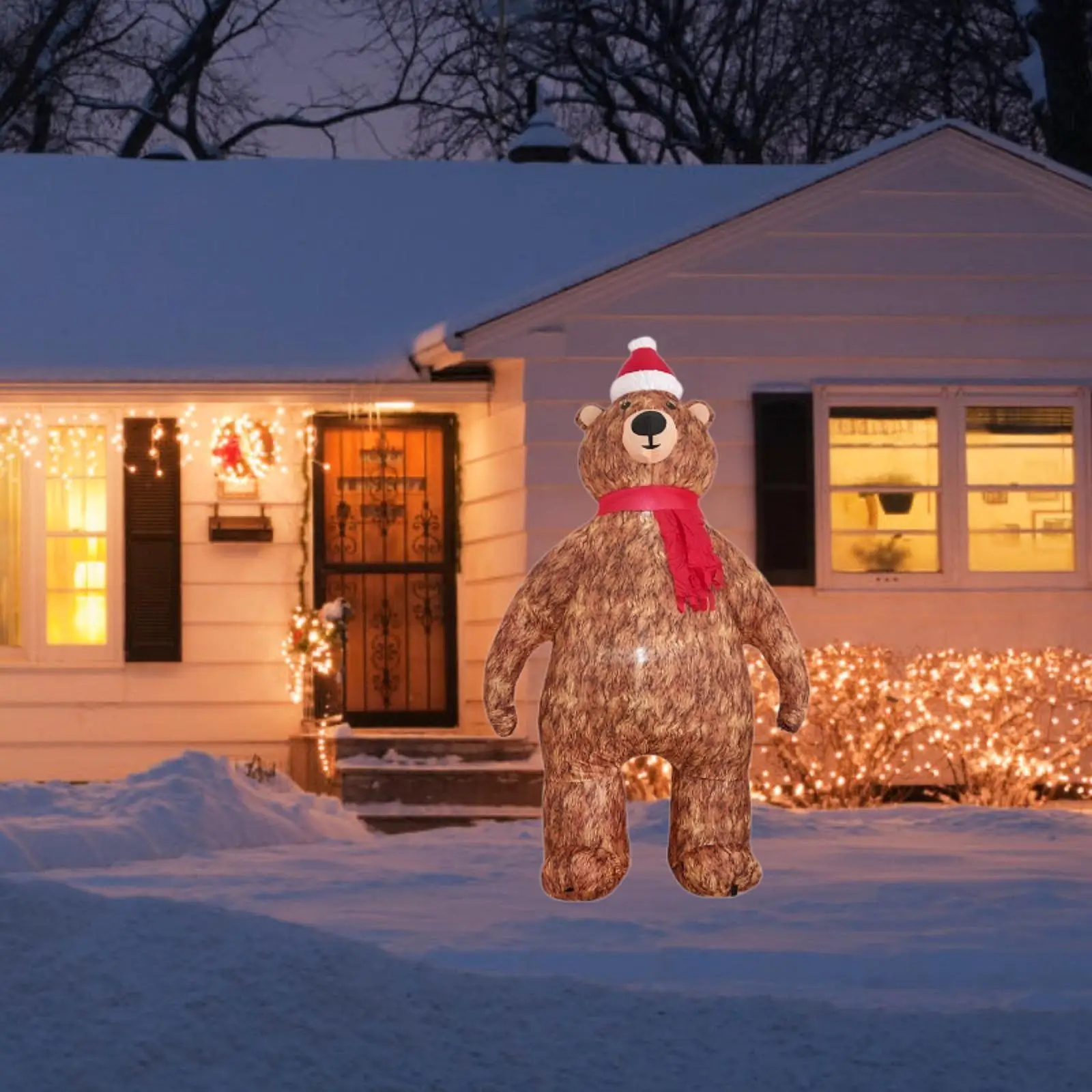 7 ft Christmas Inflatable Toy Weatherproof Statue UK Adapter Plug Blowup Bear Shaped for Xmas Gifts Outside Patio Party Supplies