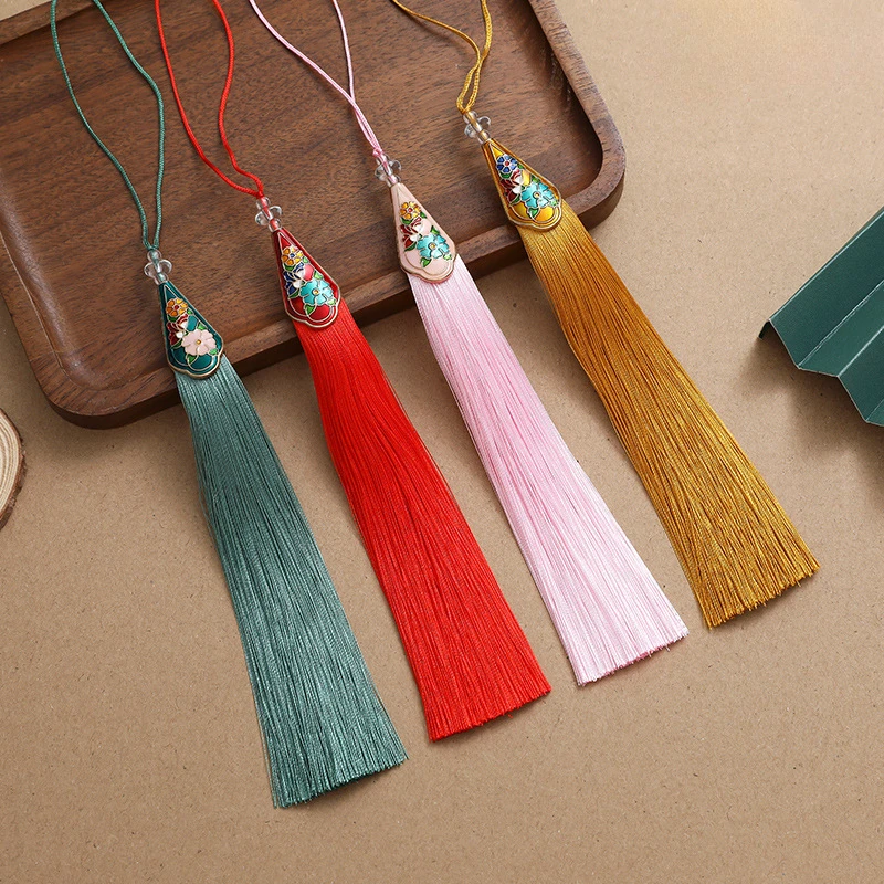 Beautiful Chinese Tassels Enamel Color Metal 16cm Polyester Thread Tassels Garment Ornament Home Decorations