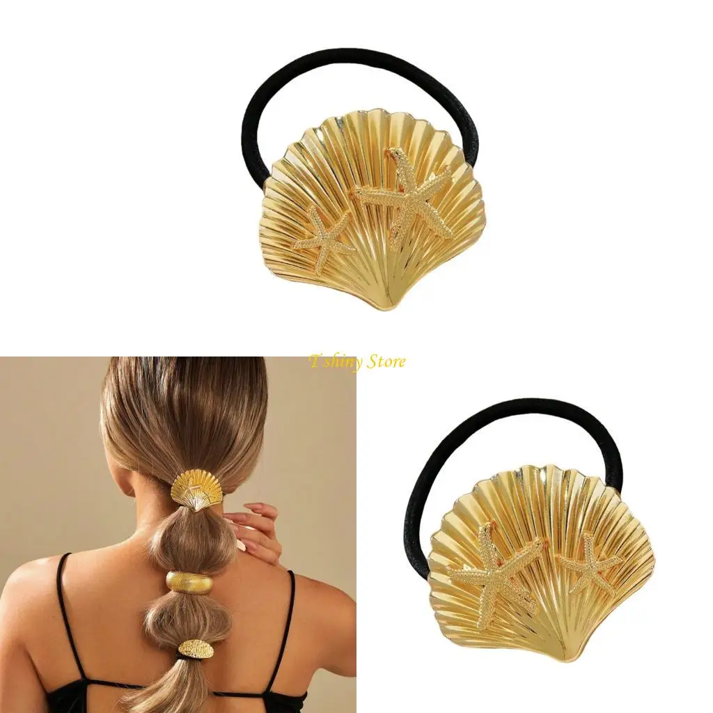 

N58F Metallic Hair Bands Elastic Ponytail Holder For Women Trendy Hair Accessories