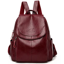 Large Capacity Women Backpack Purses High Quality Leather Female Vintage Bag School Bags Travel Bagpack Ladies Bookbag Rucksacks