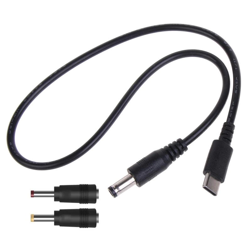 UsbC to DC5.5x2.1mm Converter 9V 12V 15V 20V USB Trigger Charging Cable +2DC Plugs for WiFi Router,Speaker,LED Light L41E