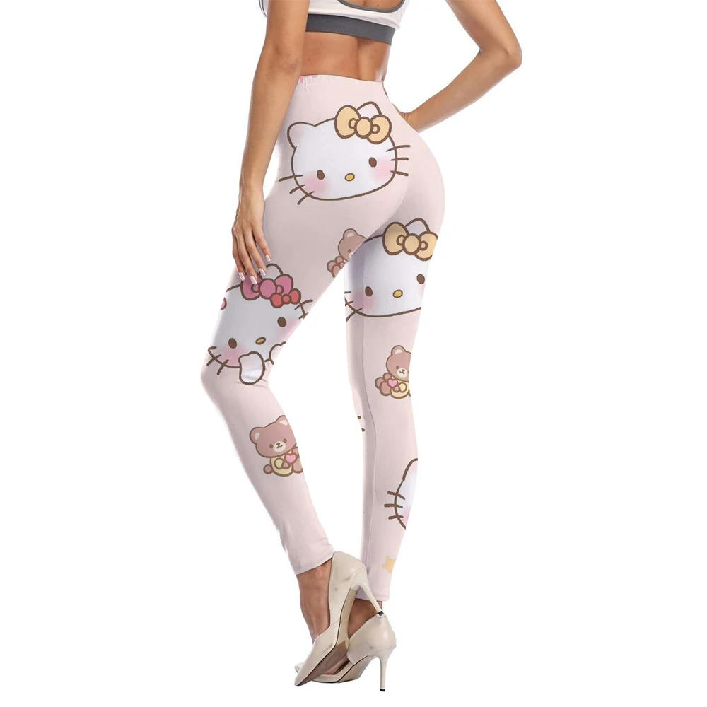 Leggings College Kuromi Hello Kitty pour femmes, taille haute, vêtements décontractés doux, pantalons crayon push-up pour le sport, le yoga et le fitness