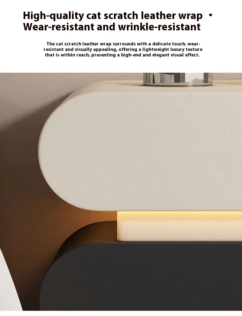 طاولة بجانب السرير من الخشب الصلب، خزانة غرفة نوم منزلية بسيطة وحديثة #6