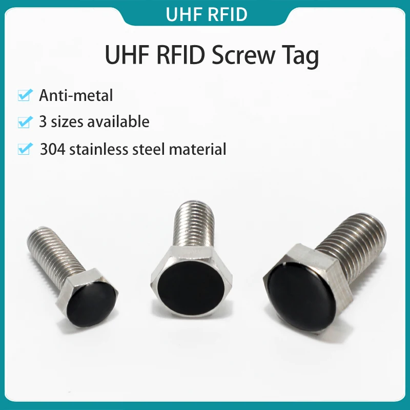 แท็กสกรู UHF RFID 10 ชิ้น ป้องกันโลหะและทนต่ออุณหภูมิสูง แท็ก UHF RFID สำหรับการจัดการทรัพย์สินที่เป็นโลหะ