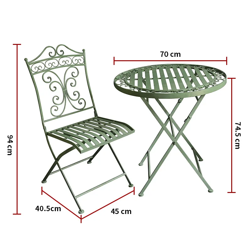 Combinaison de table et chaise d'extérieur en trois pièces, petite table ronde décontractée pour salon, balcon, mode