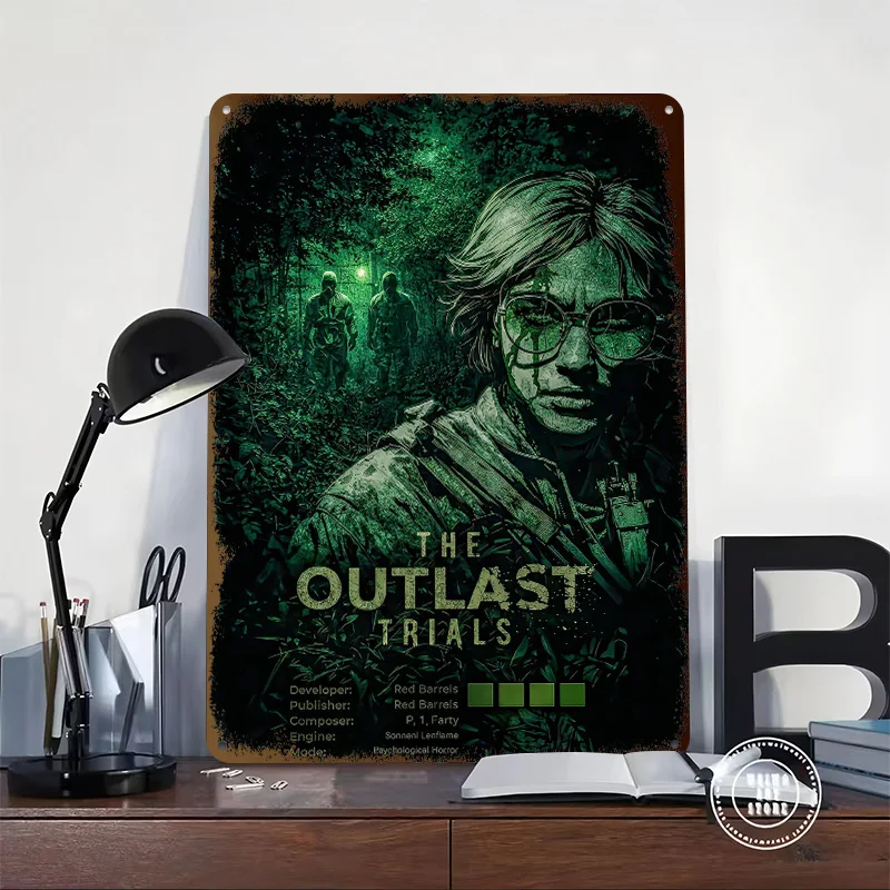 The Outlast Trials Game Metal Poster Customized Wall Art Retro Vintage Metal Signs for Man Cave Wand Deko Room Decoration Cozy