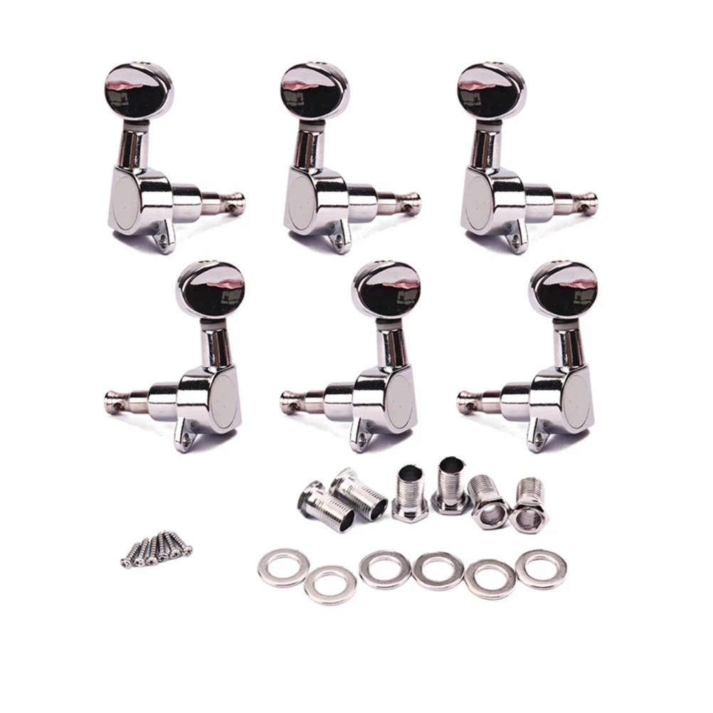 

6 Quality Machine Heads Silver 38x22x15mm Guitar Tuner Pegs String Tuners Electric Acoustic Fits Balladry Tuning Peg Concave
