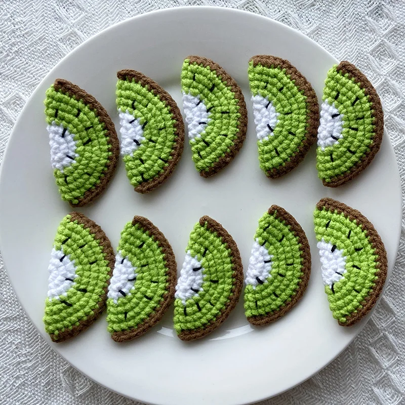 15 Stück Obst-Scheiben zum Häkeln, 5,2 cm/2,05 Zoll, Baumwollfaden, gestrickte Applikation, Penda, Nähzubehör, DIY-Haarspangen-Dekorationen – Detail 8