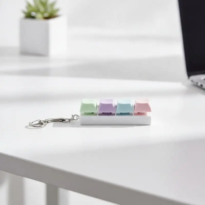 1Pcs Press Stress Relief Fidget Button Key Caps Key Ring Macaron 4-Keyboard Keychain Without Light Party Gift Jewelry