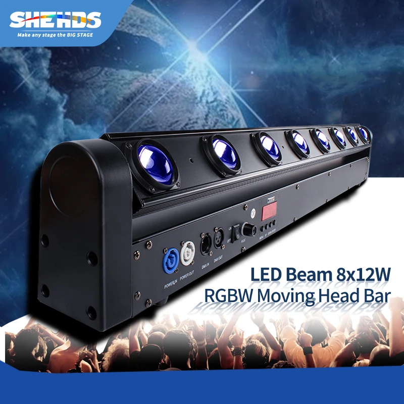 HOT LED Beam 8x12W RGBW Multicolor Moving Head Light Fast Delivery DMX512 DJ Disco Party Stage Equipment