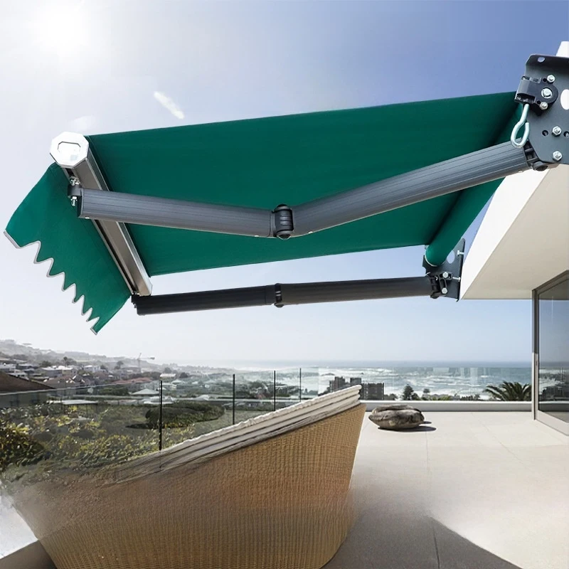 Folding and Retractable Electric Awning for Home Use, Suitable for Balconies, Eaves, Courtyards, and Outdoor Rain Protection