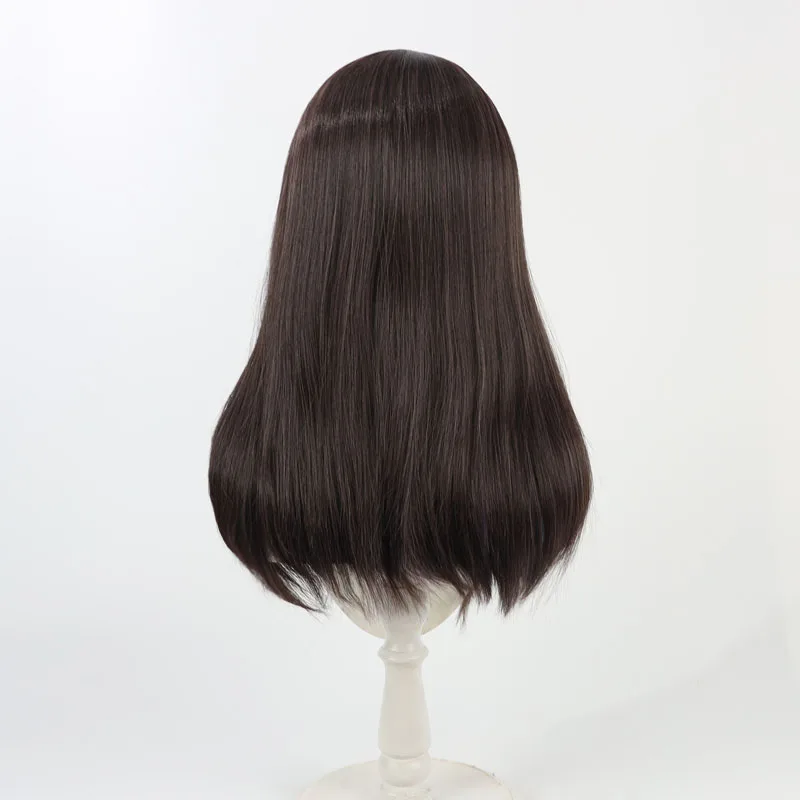 Capelli sintetici Priestess Parrucche Cosplay Gioco Arknights Priestess 50 cm Lungo Marrone scuro Misto Viola Cos Parrucca Resistente al calore