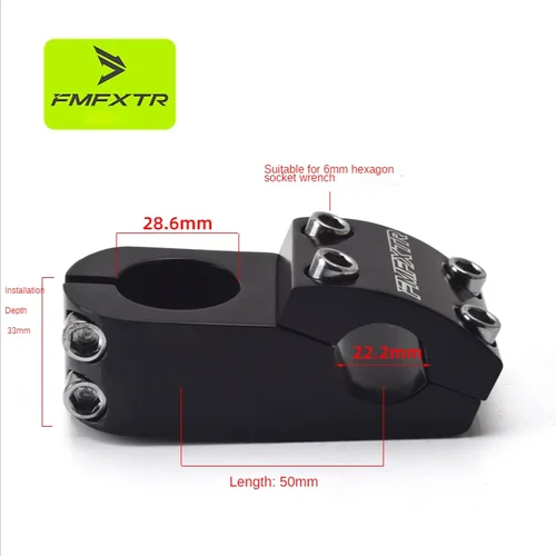 Imagen 2 del producto FMFXTR 22,2mm BMX vástago de bicicleta aleación de aluminio vástago de bicicleta acción de escalada vuelo muerto MTB manillar de carretera de montaña piezas de bicicleta