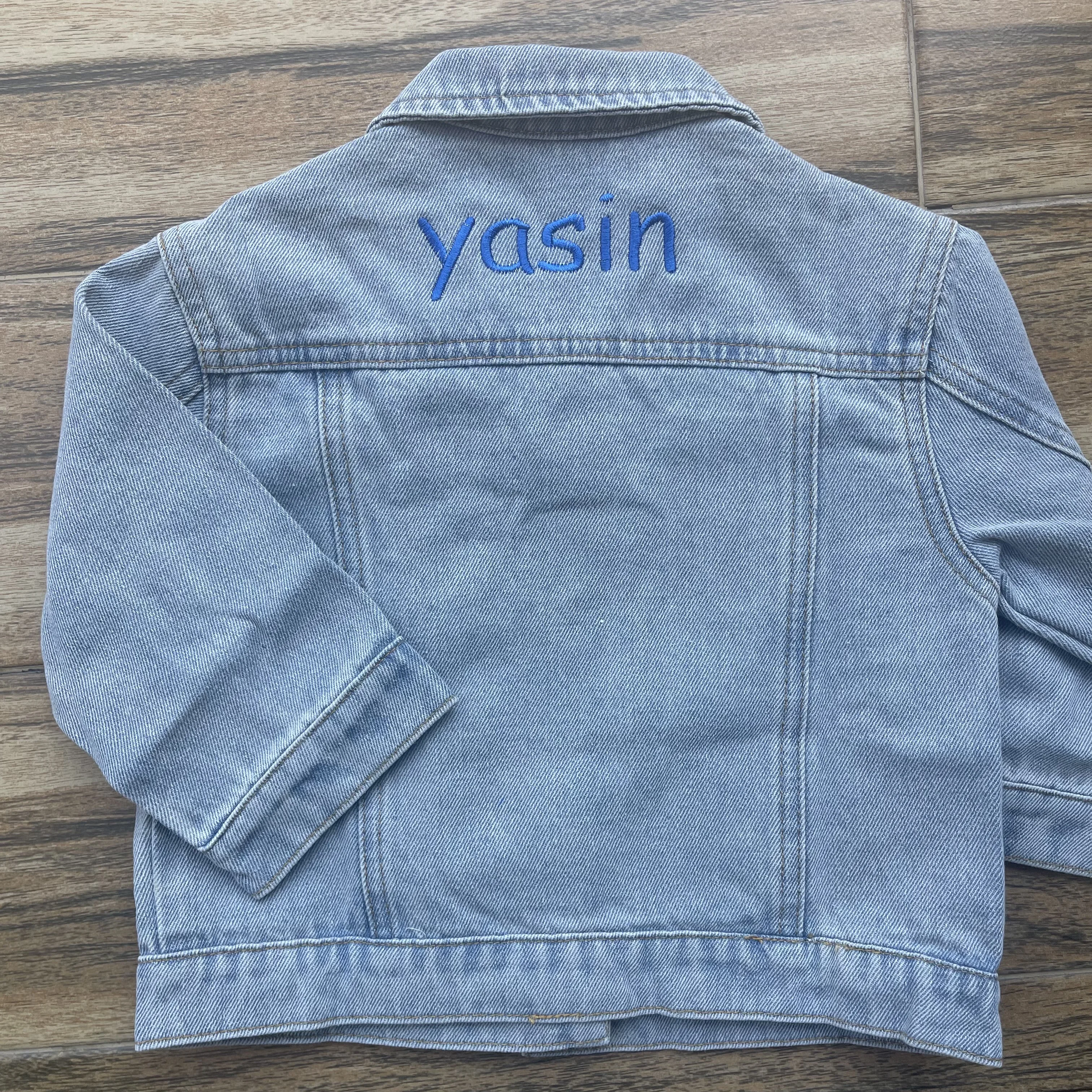 Personalized Embroidered Denim Jacket, Kids Toddler Jacket, Custom Name Jean Jacket, Wedding Flower Girl Kids Denim Jacket