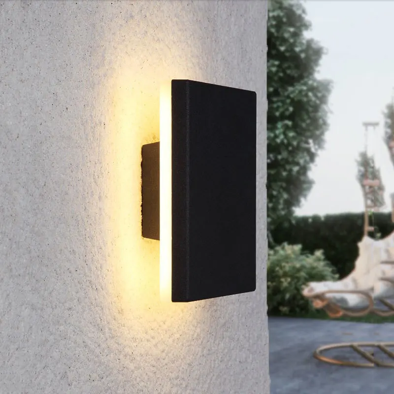 12W SMD LED Outdoor Eclipse Wall Lamp IP65 Waterproof 360° Hidden Emitting Light Fixture Round/Square Shape Yard Garden Porch