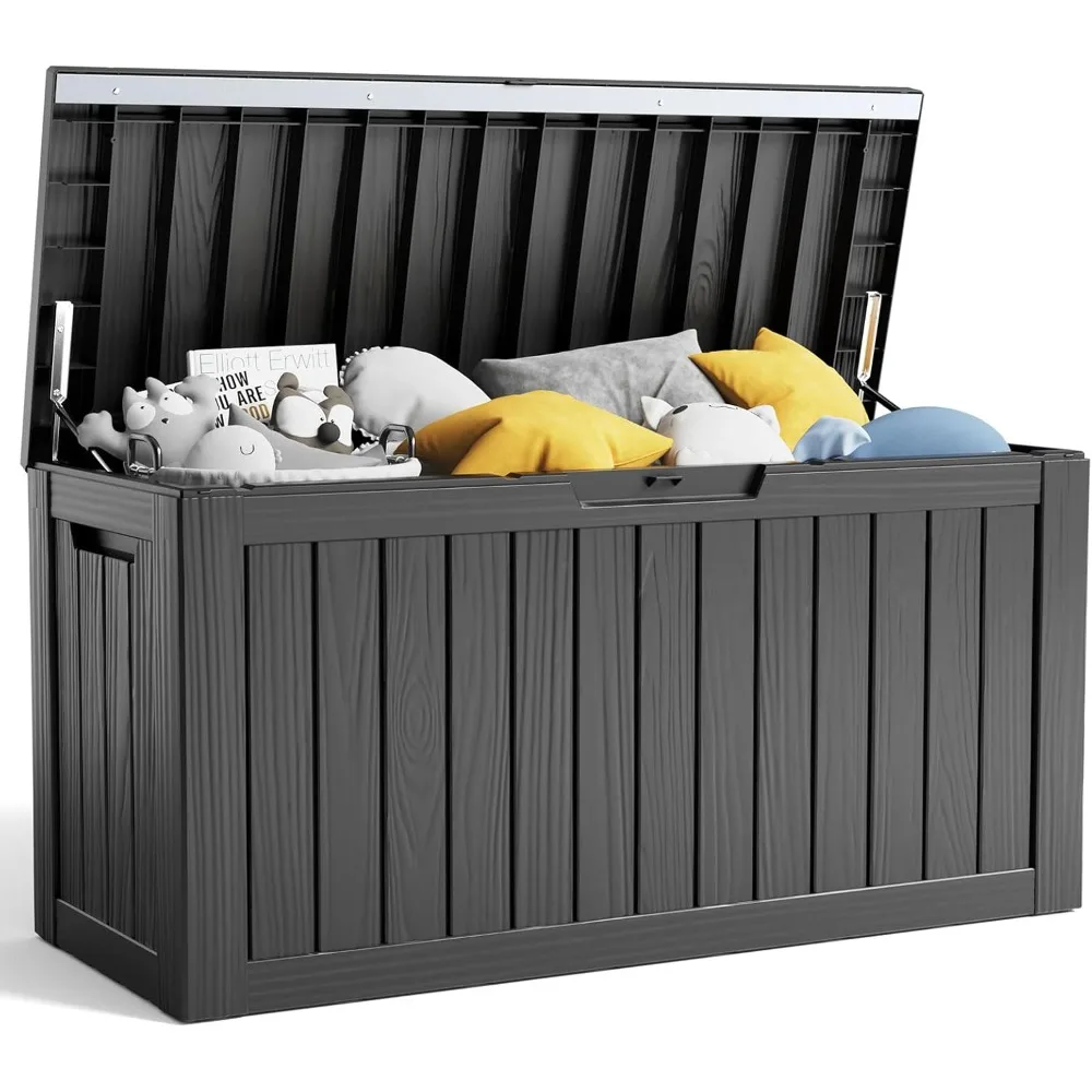 

80 Gallon Resin Deck Box, Lockable Patio Outdoor Storage Box for Furniture, Garden Tools and Tools Storage, Waterproof Outside S