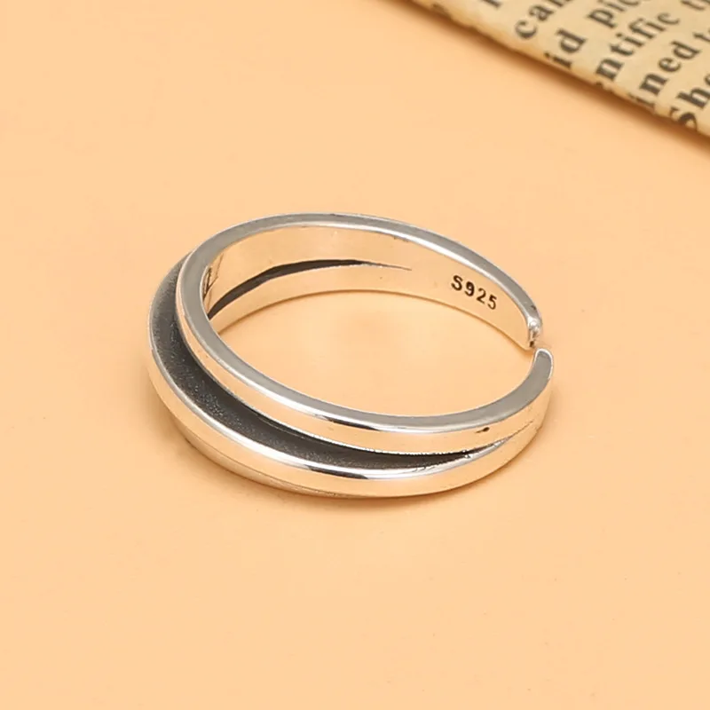 Thai Silver Ring Cross Wrapped Retro Multi Layer Index Finger Female Ins European, American, Korean Cold Wind Open Ring