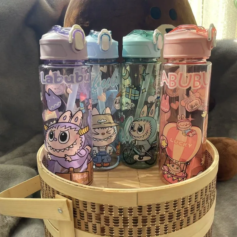 

Labubu Water Glasses New Women Men Cute Fashion Sports Outdoor with Straw Cup High Value Cartoon Anime Water Bottles Kids Gift